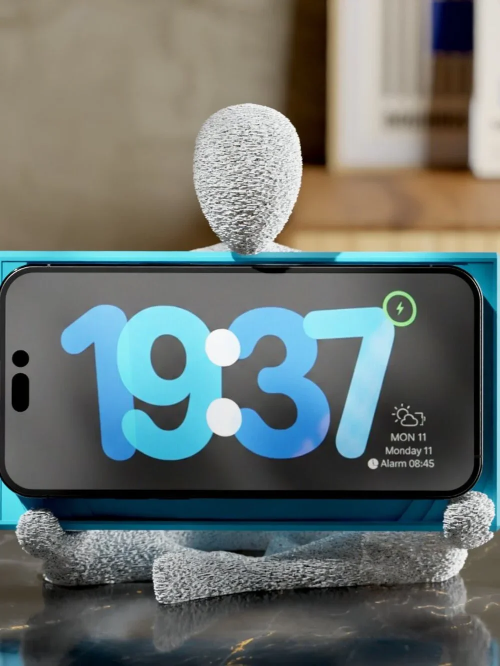 3D Printed Black Phone Stand Meditation Yoga Statue Phone Holder Desk